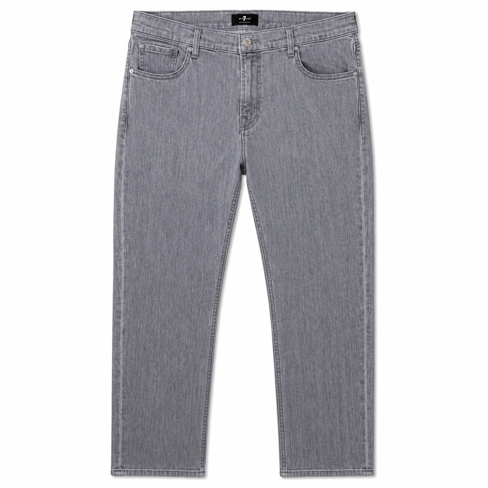 7 For All Mankind Slimmy Jeans Mens Medium 34x33 Grey Zip Fly Light Wash Denim
